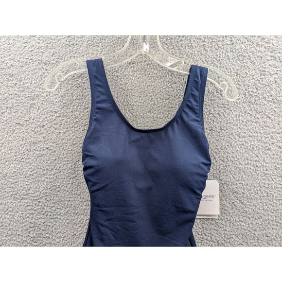NWT Dolfin Aquashape Women's Moderate Scoop Back Navy One Piece Swimsuit sz 6 - Picture 2 of 9